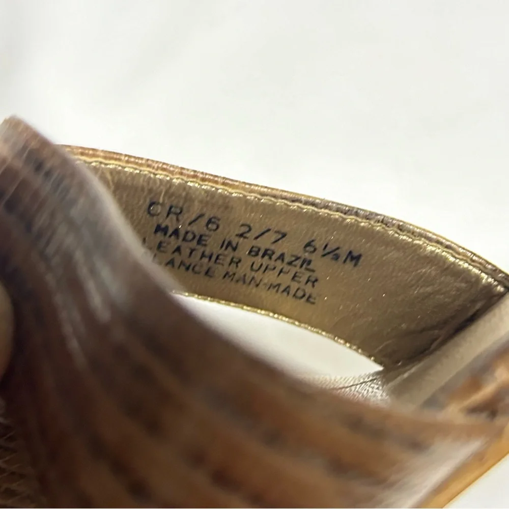 Franco Sarto Wedge Slide Brown Leather Sandals Size 6.5 M - Picture 5 of 5